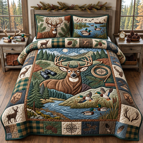 Hunting Season 3-Piece Quilted Bedding Set GFTOPND2635