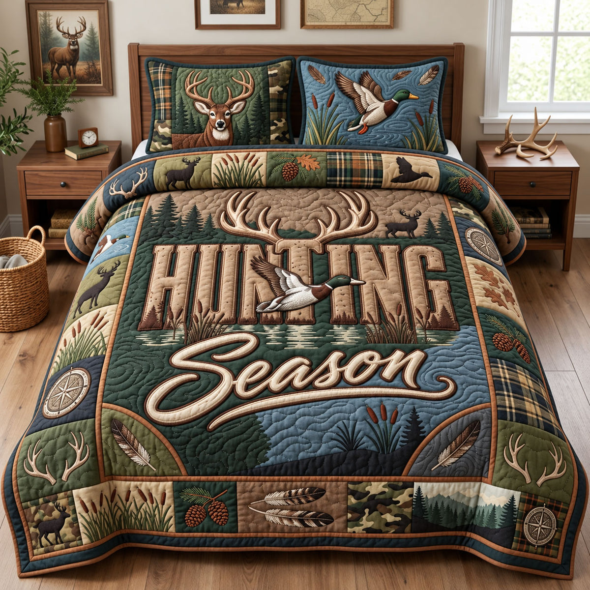 Hunting Season 3-Piece Quilted Bedding Set GFTOPND2637