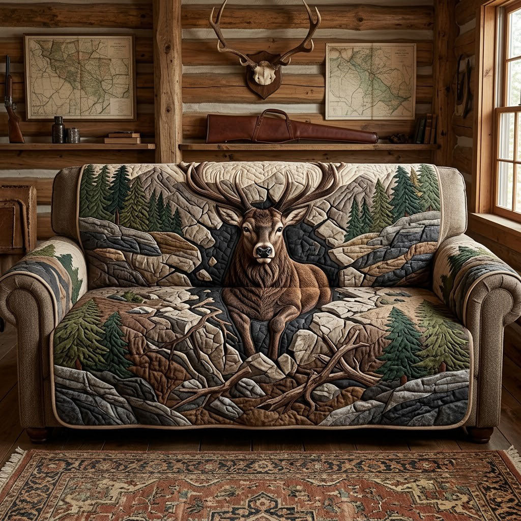 Majestic Buck Quilted Sofa Cover GFTOPND2644