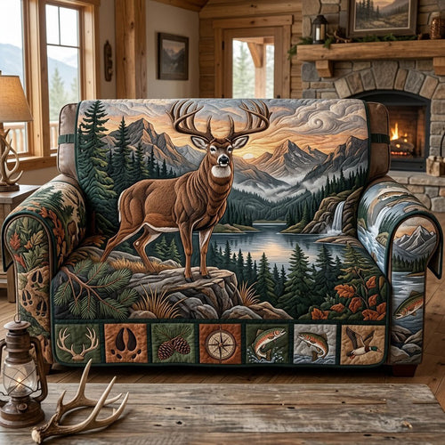 Majestic Buck Quilted Sofa Cover GFTOPND2645