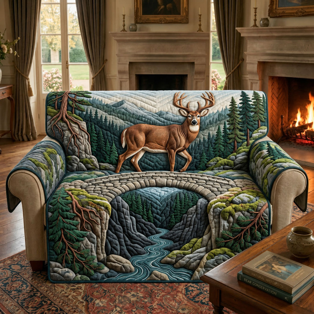 Majestic Buck Quilted Sofa Cover GFTOPND2646