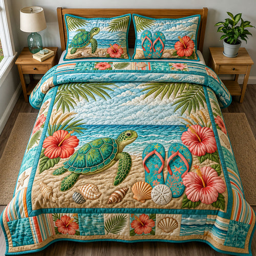 Sea Turtle Coastle 3-Piece Quilted Bedding Set GFTOPND265