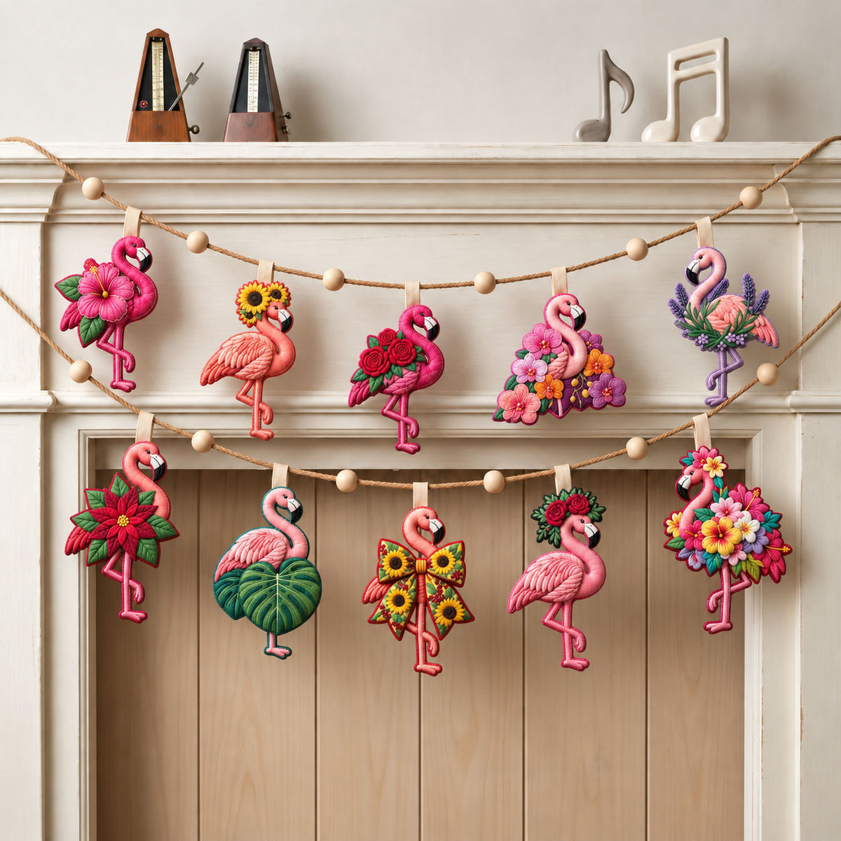 Flamingo Garden Custom Shape Quilted Garland GFTOPND2675