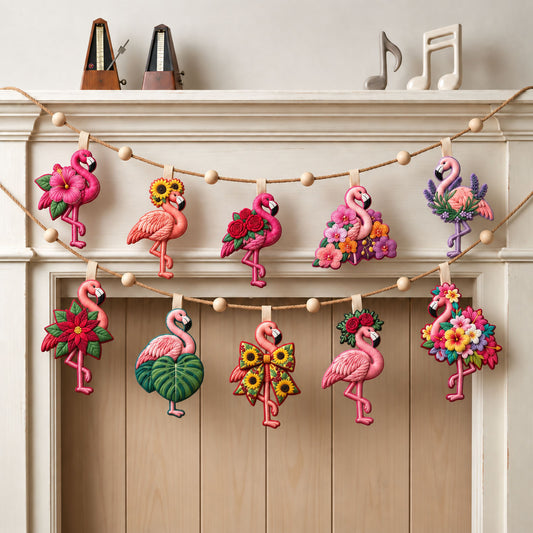 Flamingo Garden Custom Shape Quilted Garland GFTOPND2675