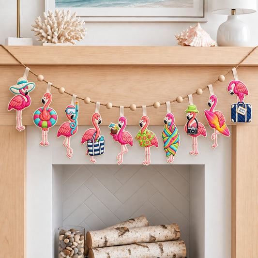 Beach Flamingo Custom Shape Quilted Garland GFTOPND2677