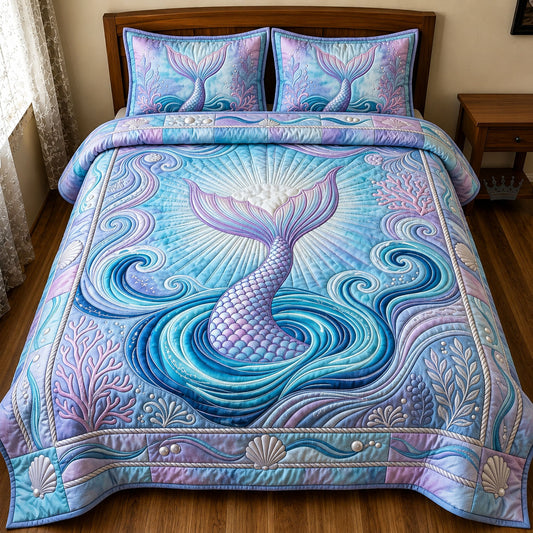Mermaid Tail 3-Piece Quilted Bedding Set GFTOPND268