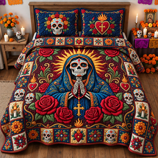Santa Muerte 3-Piece Quilted Bedding Set GFTOPND2688