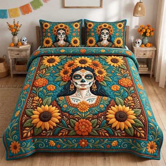 La Catrina Sunflower 3-Piece Quilted Bedding Set GFTOPND2689