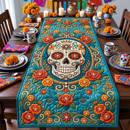 Jewel Sugar Skull Quilted Table Runner GFTOPND2693