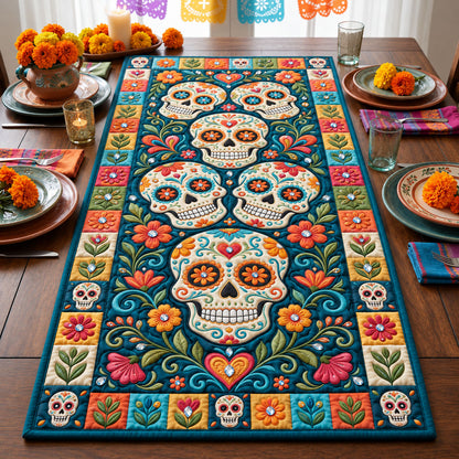 Jewel Sugar Skull Quilted Table Runner GFTOPND2695
