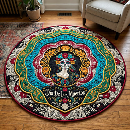 Dia De Los Muertos Quilted Round Mat GFTOPND2716
