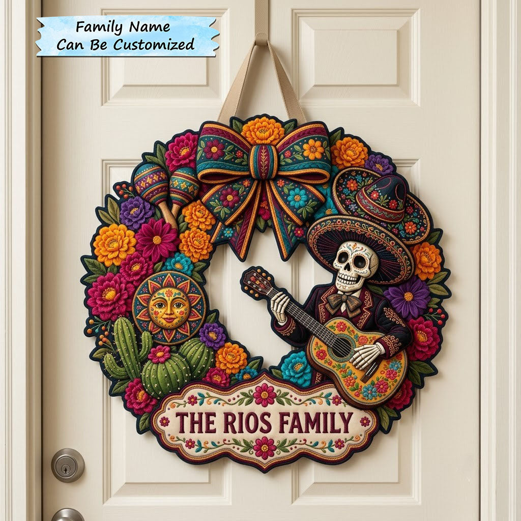 Day Of The Dead Custom Shape Quilted Door Hanger QTCUZ GFTOPND2720