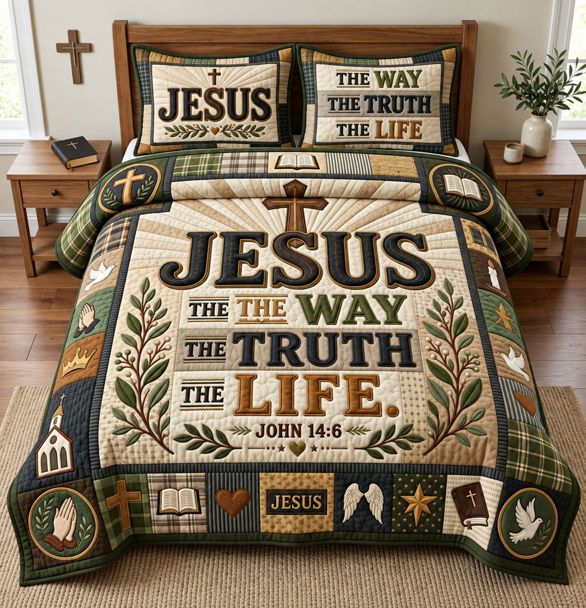 Christian Faith 3-Piece Quilted Bedding Set GFTOPND2730