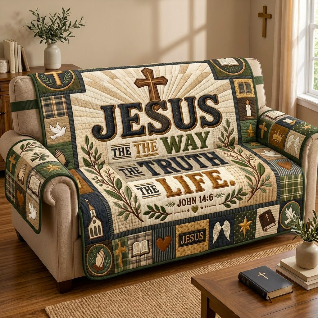 Christian Faith Quilted Sofa Cover GFTOPND2730 C3