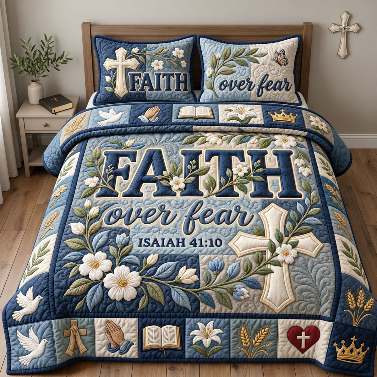 Faith Over Fear 3-Piece Quilted Bedding Set GFTOPND2731
