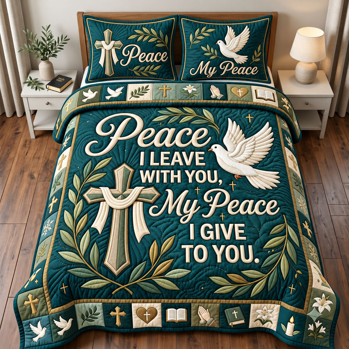 Dove Peace 3-Piece Quilted Bedding Set GFTOPND2778