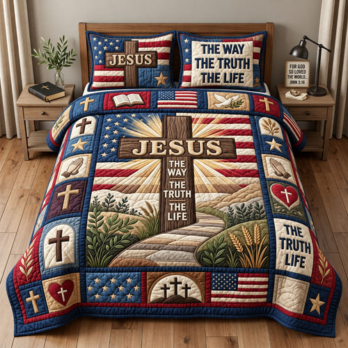 The Way The Truth The Life 3-Piece Quilted Bedding Set GFTOPND2780