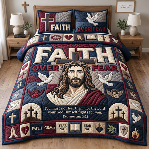 Faith Over Fear 3-Piece Quilted Bedding Set GFTOPND2785