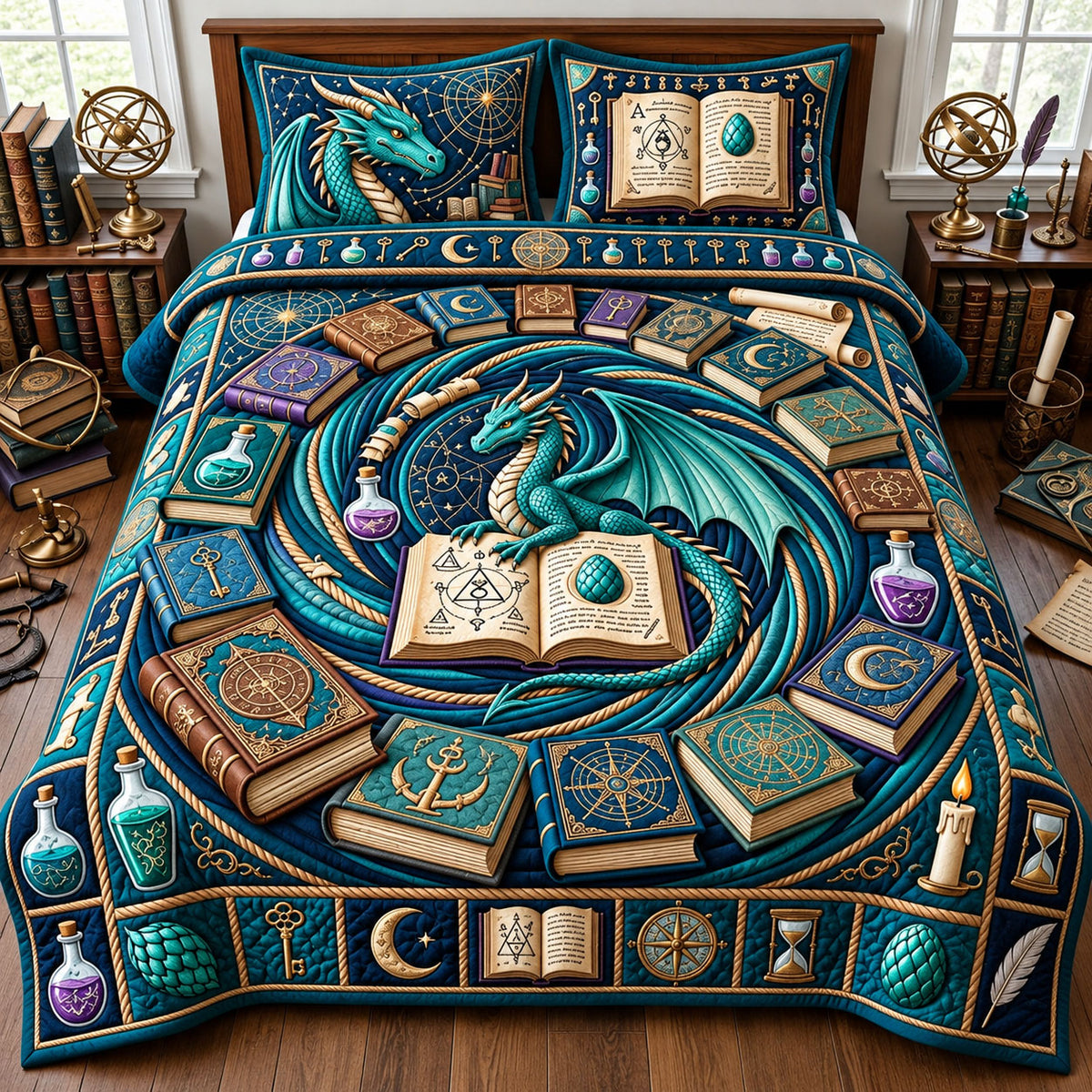 Alchemist Dragon 3-Piece Quilted Bedding Set GFTOPND2813