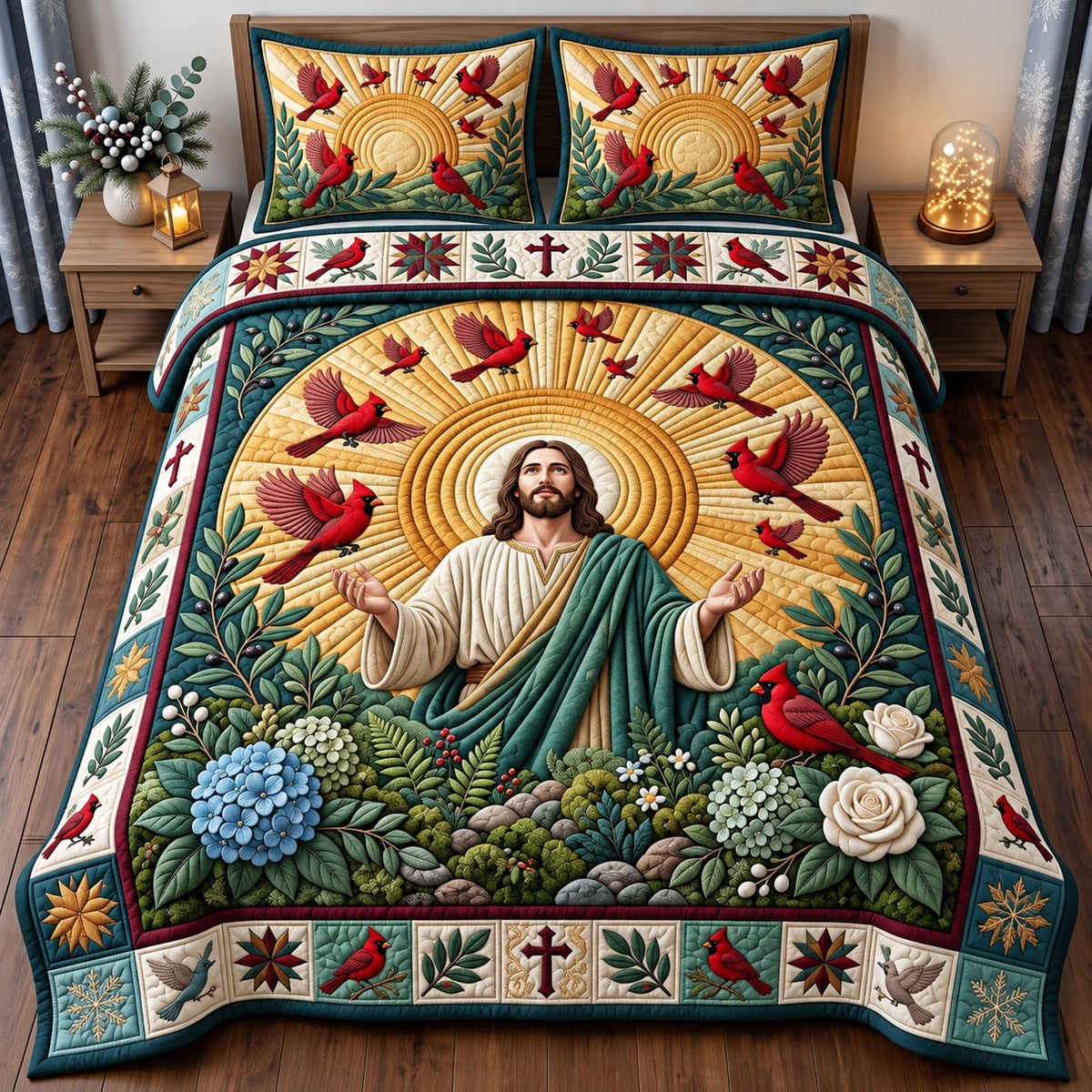 Surrounded By His Grace 3-Piece Quilted Bedding Set GFTOPND2822