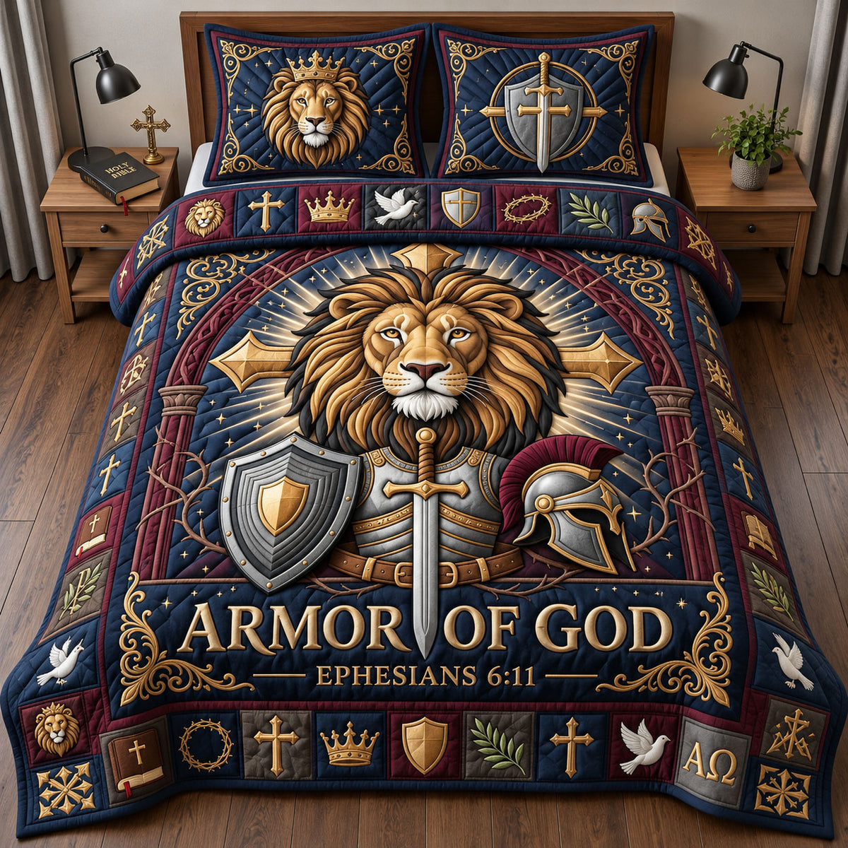 Armor Of God 3-Piece Quilted Bedding Set GFTOPND2826