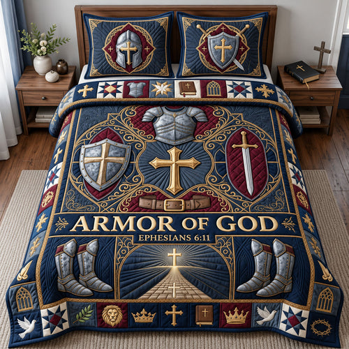 Full Armor Of God 3-Piece Quilted Bedding Set GFTOPND2827