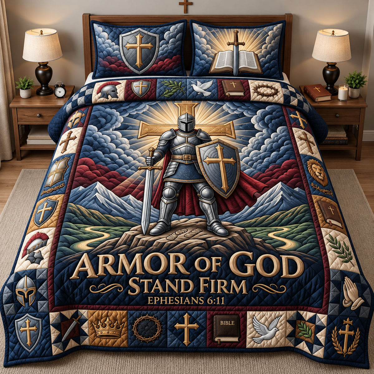 Stand Firm 3-Piece Quilted Bedding Set GFTOPND2828