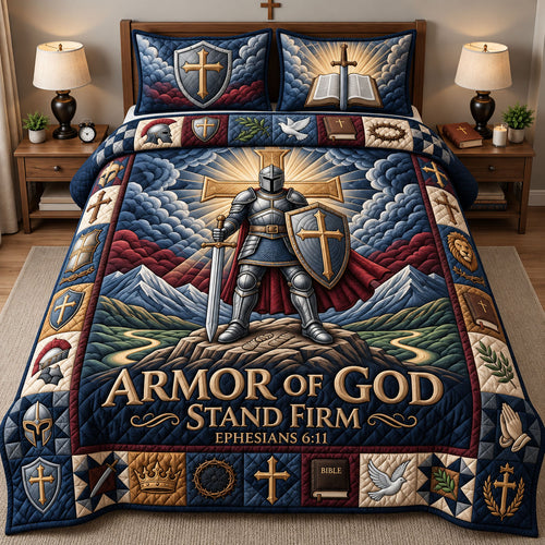 Stand Firm 3-Piece Quilted Bedding Set GFTOPND2828