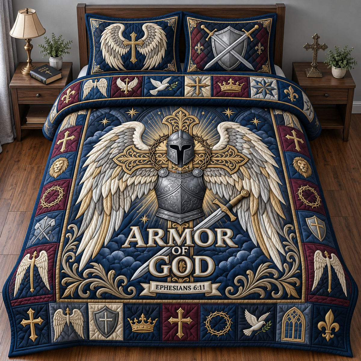 Full Armor Of God 3-Piece Quilted Bedding Set GFTOPND2829