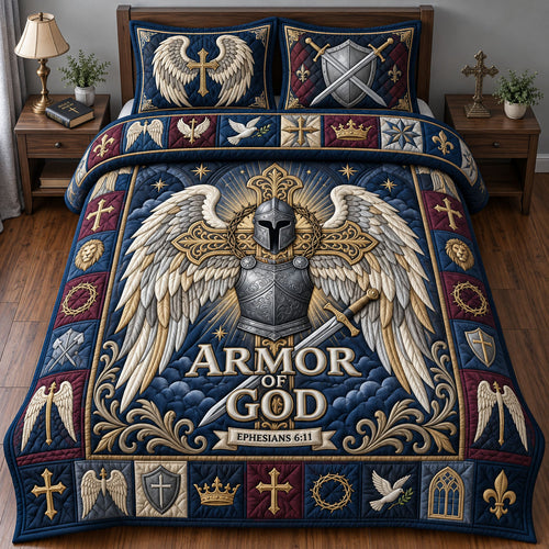 Full Armor Of God 3-Piece Quilted Bedding Set GFTOPND2829