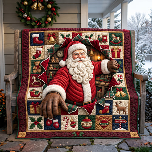 Santa Breaking Paper Quilted Blanket GFTOPND2851