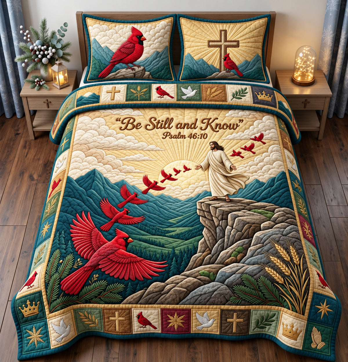 Be Still And Know 3-Piece Quilted Bedding Set GFTOPND2863