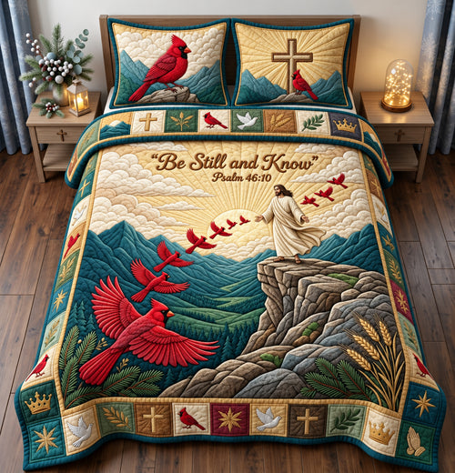 Be Still And Know 3-Piece Quilted Bedding Set GFTOPND2863