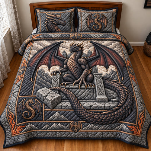 Dragon Throne 3-Piece Quilted Bedding Set GFTOPND2865