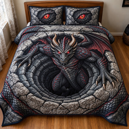 Abyss Dragon 3-Piece Quilted Bedding Set GFTOPND2866