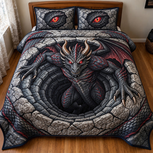Abyss Dragon 3-Piece Quilted Bedding Set GFTOPND2866