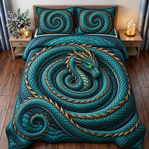 Serpent Dragon Votex 3-Piece Quilted Bedding Set GFTOPND2867