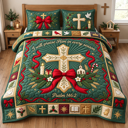 Praise Him In Every Season 3-Piece Quilted Bedding Set GFTOPND2889