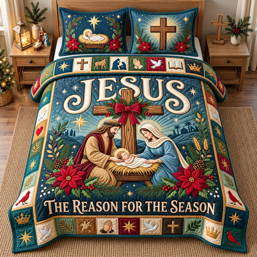The Reason For The Season 3-Piece Quilted Bedding Set GFTOPND2892