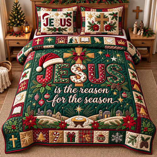 The Reason For The Season 3-Piece Quilted Bedding Set GFTOPND2894