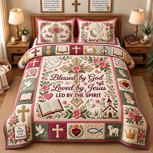 Blessed By God 3-Piece Quilted Bedding Set GFTOPND2895