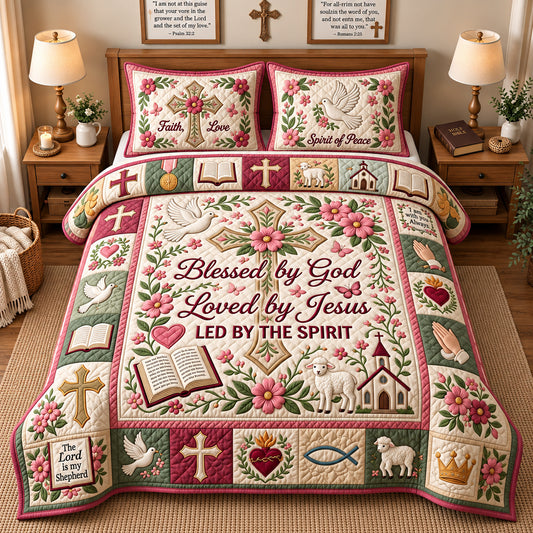 Blessed By God 3-Piece Quilted Bedding Set GFTOPND2895
