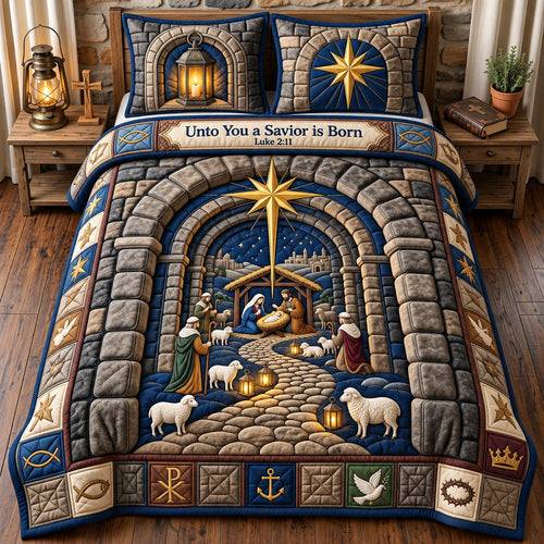 A Savior Is Born 3-Piece Quilted Bedding Set GFTOPND2896