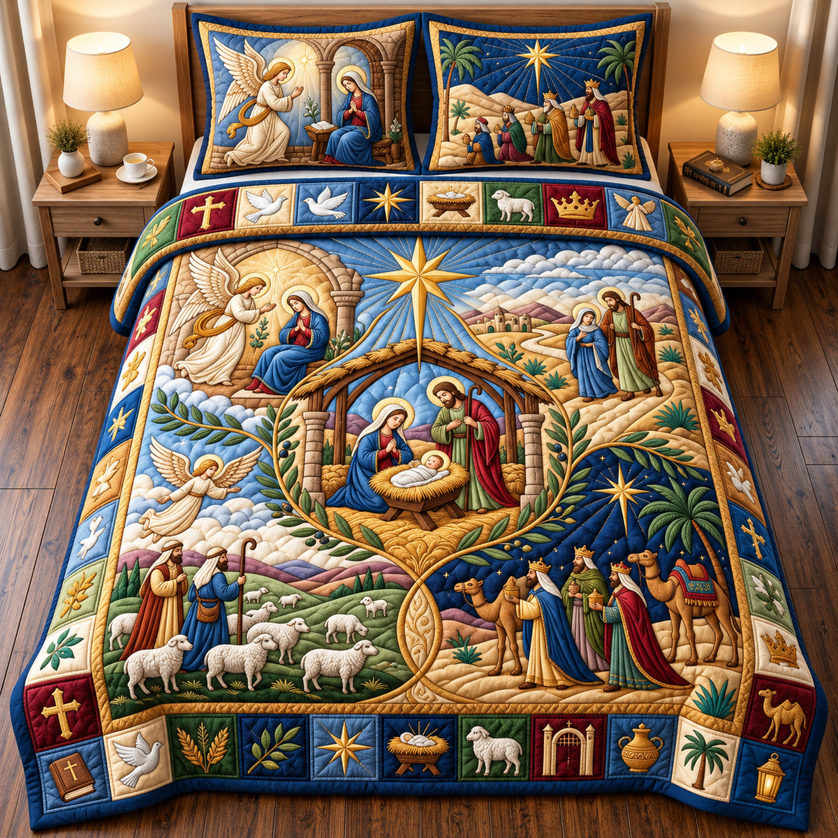 Nativity Story 3-Piece Quilted Bedding Set GFTOPND2899