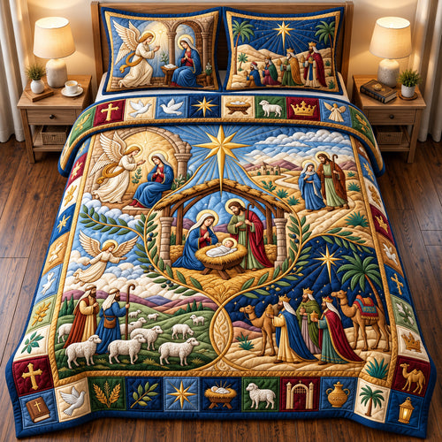 Nativity Story 3-Piece Quilted Bedding Set GFTOPND2899