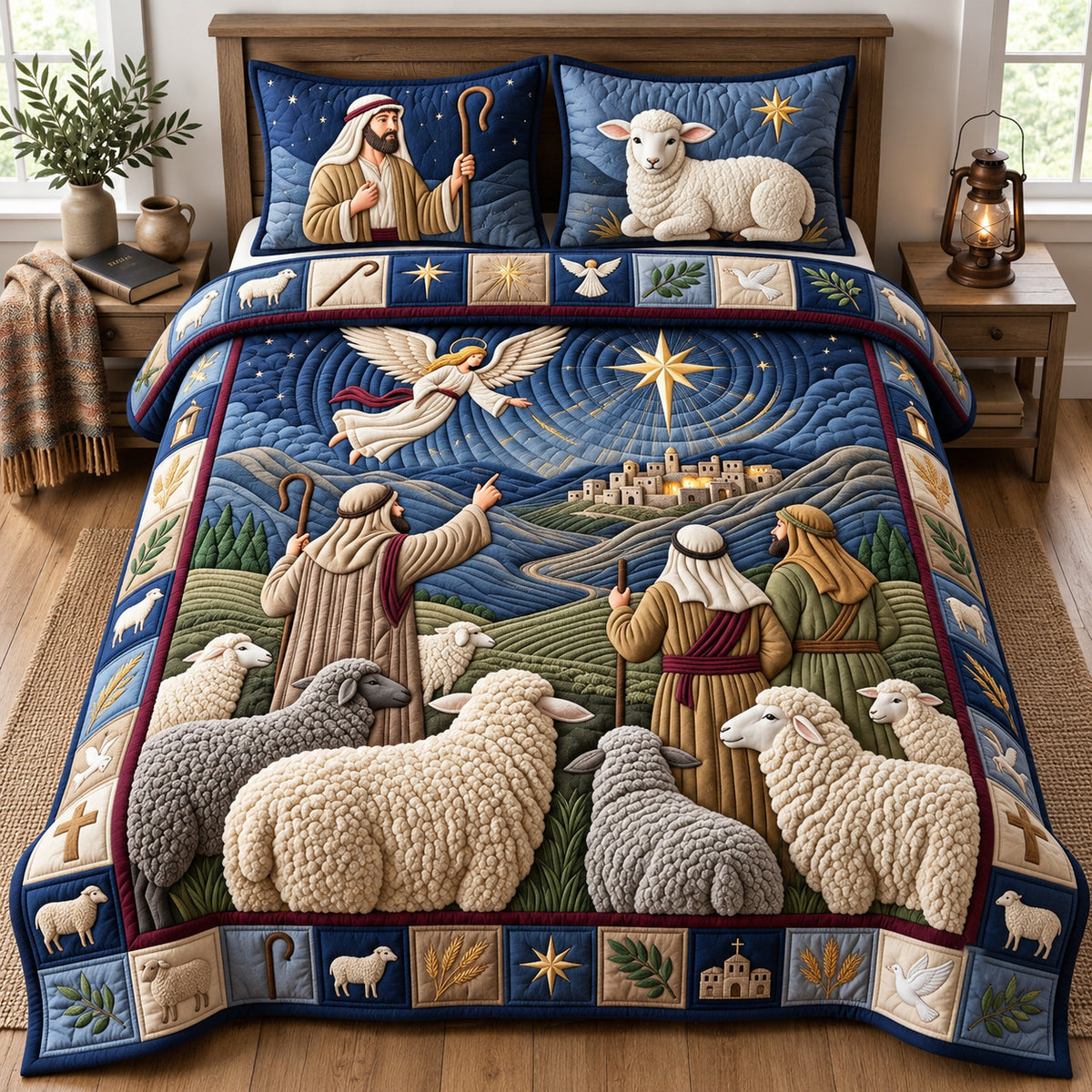 Holy Night 3-Piece Quilted Bedding Set GFTOPND2900