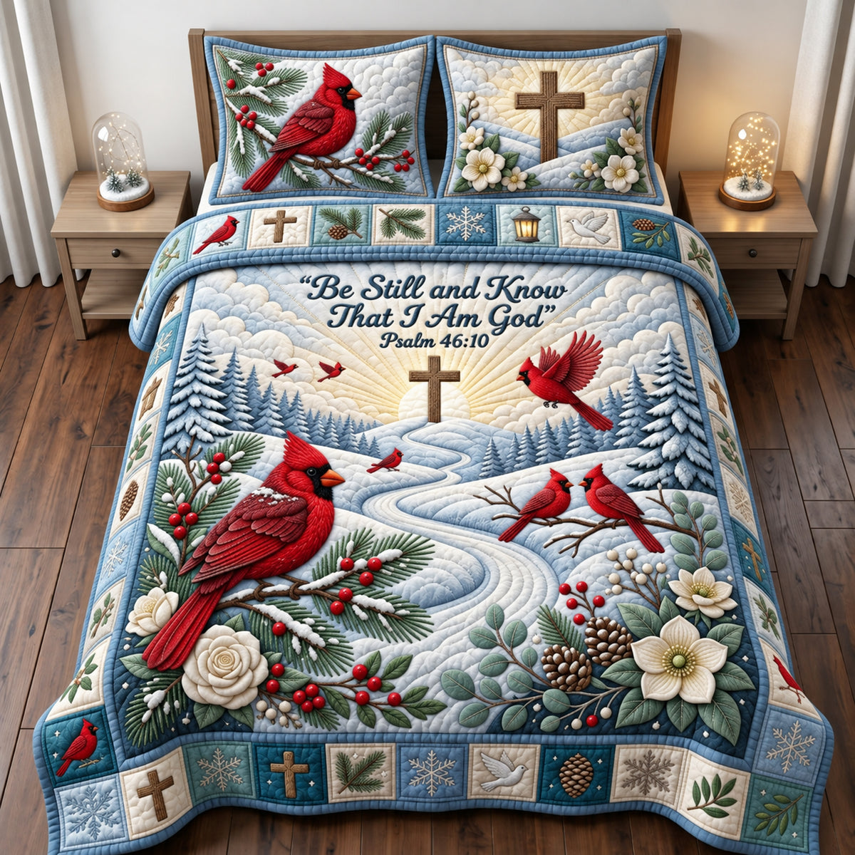 Be Still And Know 3-Piece Quilted Bedding Set GFTOPND2929