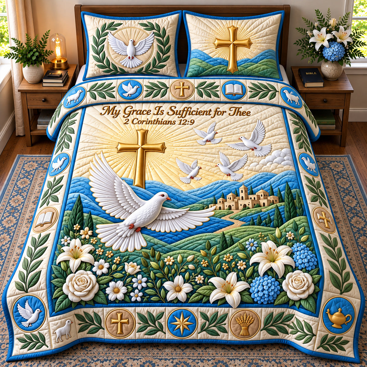 My Grace 3-Piece Quilted Bedding Set GFTOPND2931