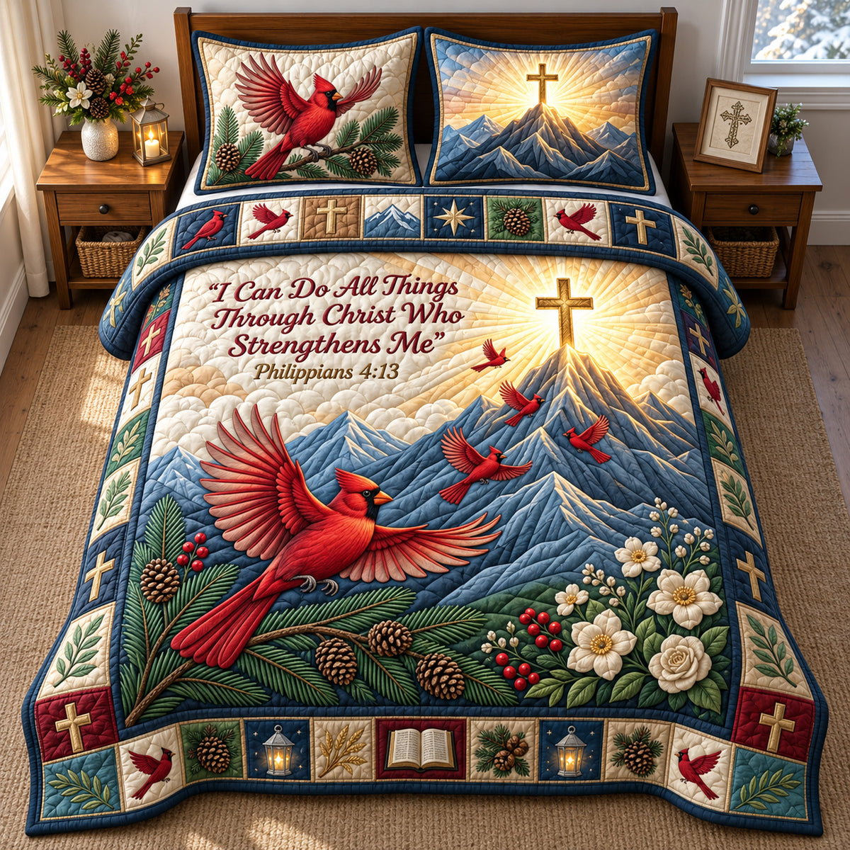 I Can Do All Thing 3-Piece Quilted Bedding Set GFTOPND2933