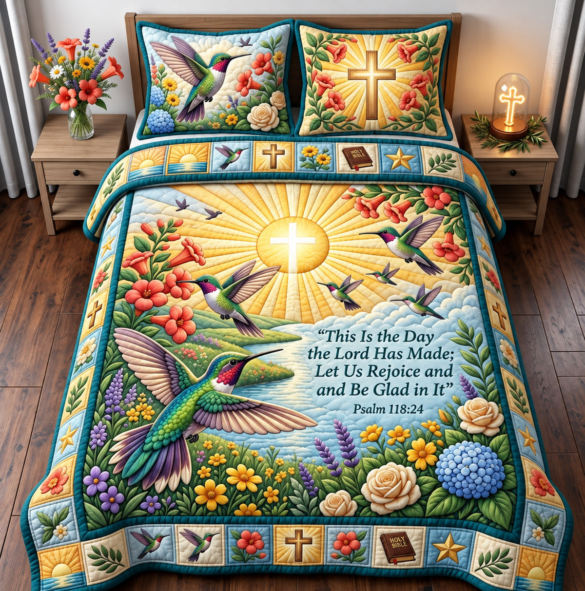 Be Glad In It 3-Piece Quilted Bedding Set GFTOPND2934